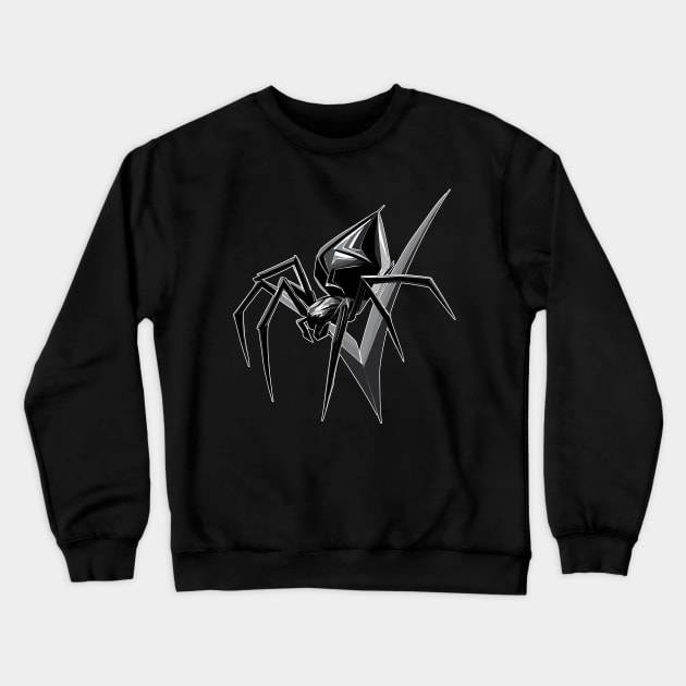 Spooky Black Spider Crewneck Sweatshirt by TomFrontierArt